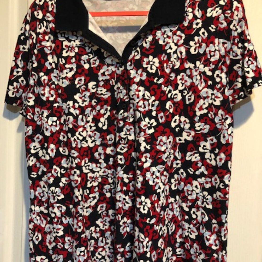 Golf Polo Shirt Flora Navy & Red Womens XL